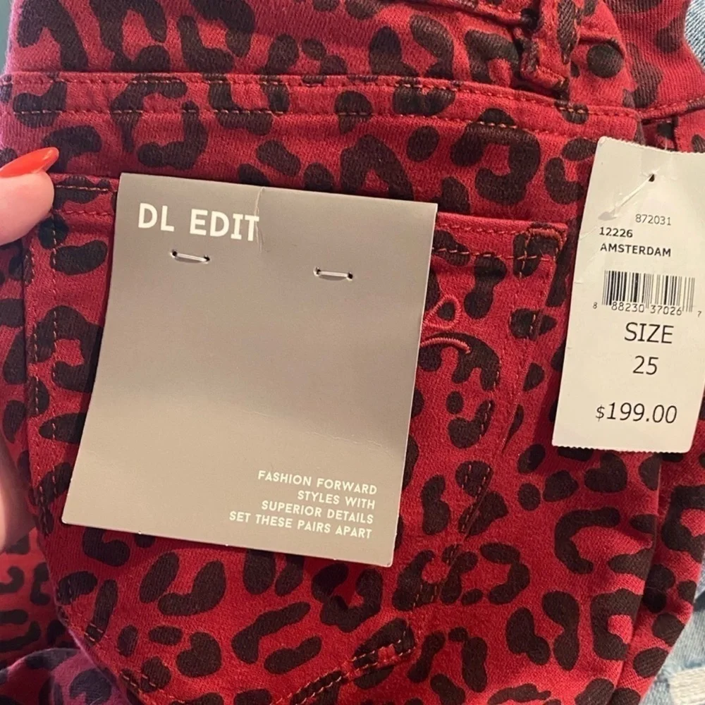 DL1961 x Revolve Florence Red Leopard Ankle Skinny Jeans 25 NWT Y2K
